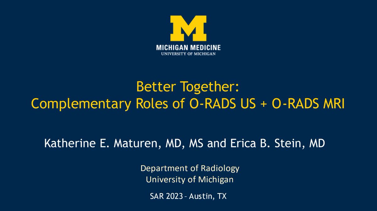 Rise and shine! Today's 8:20am workshop on adnexal mass evaluation in the Wisteria room #SAR23 @KateMaturen @EricaSteinMD