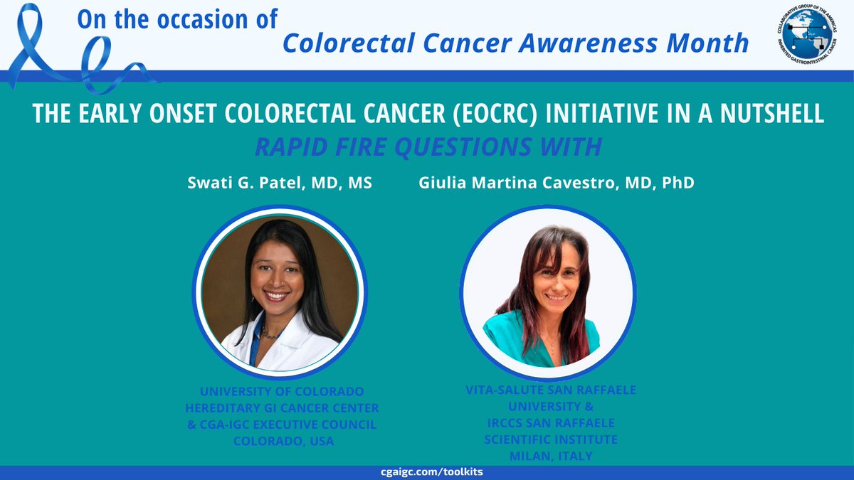 📢During #ColorectalCancerAwarenessMonth we'll be zooming in on #eoCRC & the DIRECt group‼️ 🔷A rapid fire question video highlights what you can expect from the full interview w/ Drs @swatigp @CavestroGM @MPuzzono & Mannucci🔷 👉tinyurl.com/mwckuf2b #HereditaryGICancer