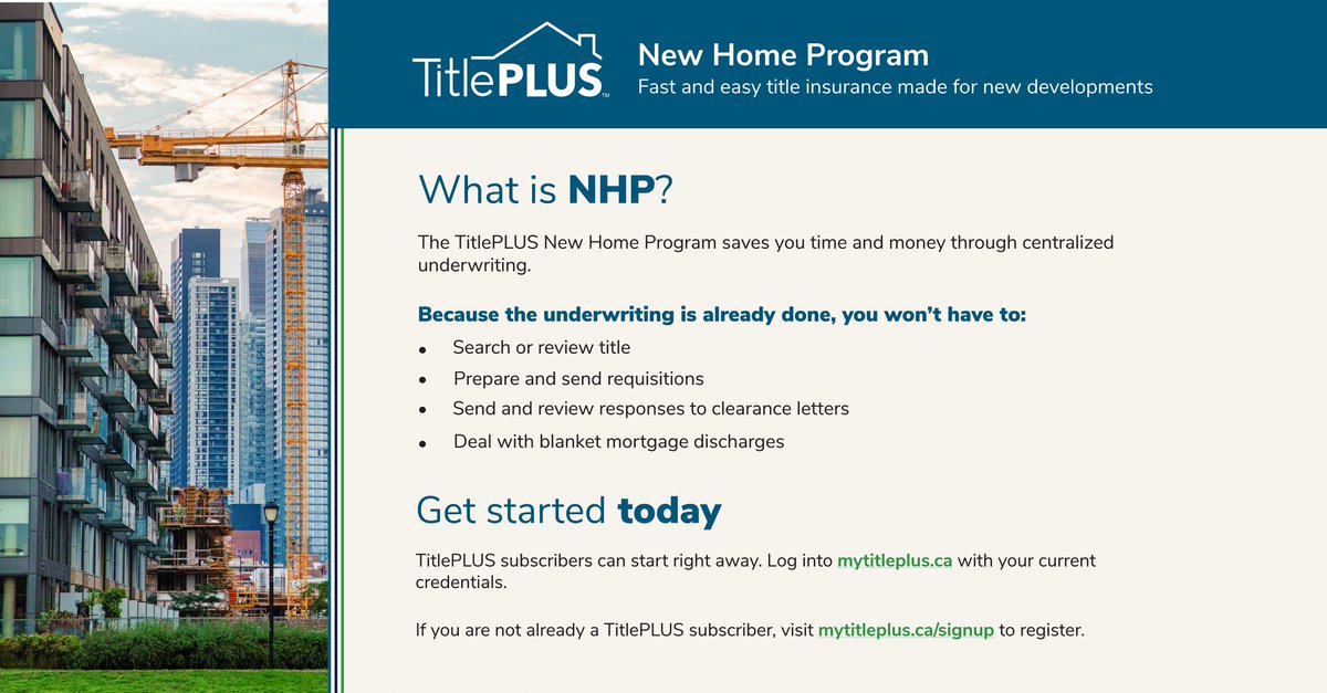 We're excited to sponsor the #LandPRO2023 Conference on Mar 1. Come join over 1,000 top land, condo &amp; real estate professionals for a day of pivotal insights. Have q's about our New Home Program or want to become a subscriber? Visit mytitleplus.ca