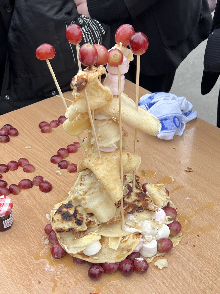glen_allott's tweet photo. Staff Pancake Tower competition @WaylandAcademy at lunch time today for another House Competition. We had a varied range and style of approaches !! Just checking the rules for a winner… https://t.co/xh1gCLQ72B
