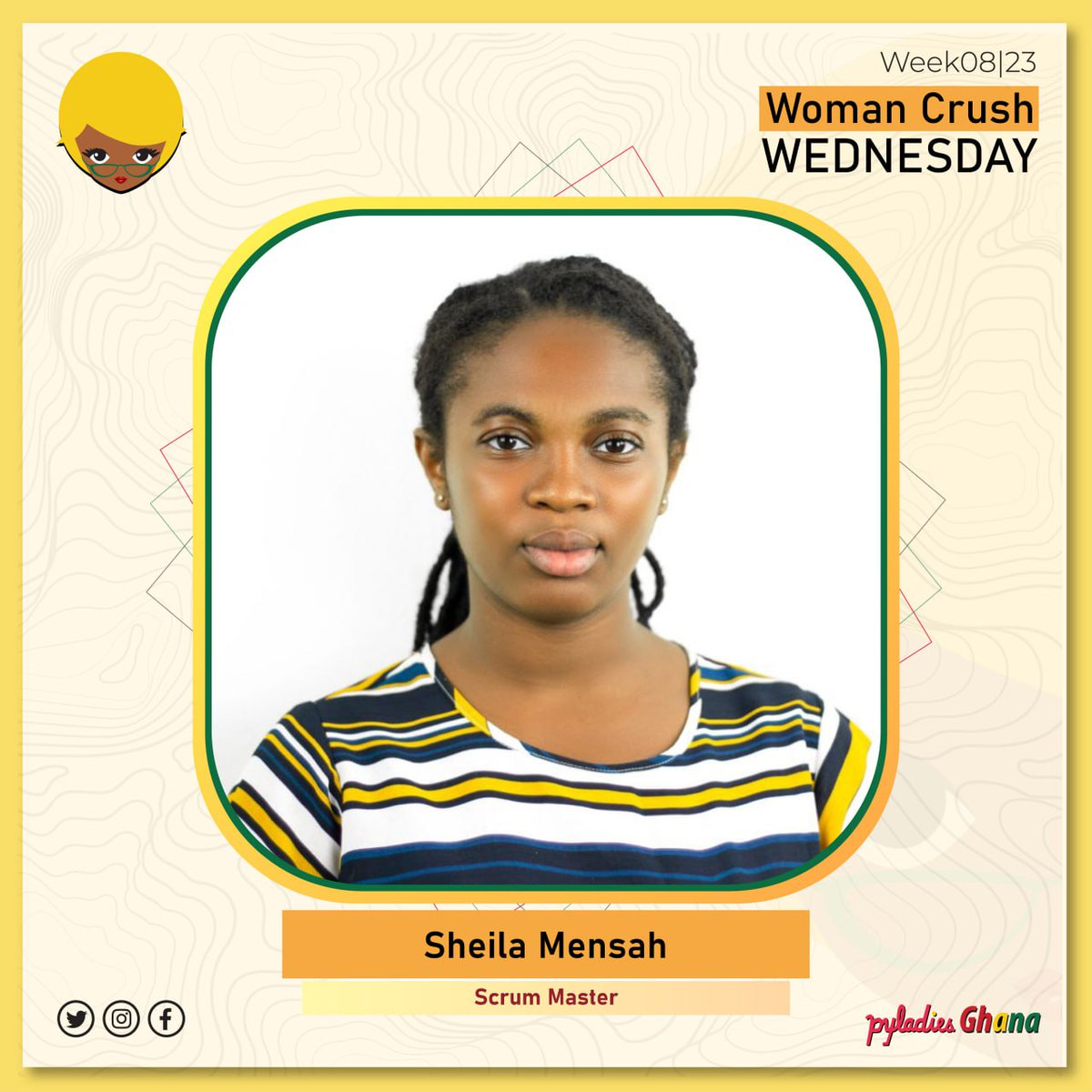 PyLadiesGhana's tweet photo. Meet our #WCW Sheila Mensah, she is currently a Scrum Master.
Sheila works for Iean Icon Technology and Training.
She uses #Python to build models and retrieve, clean and visualise data.
We are proud of you #PyLady !!!
#PyLadiesGhana https://t.co/PfJfuchmlk