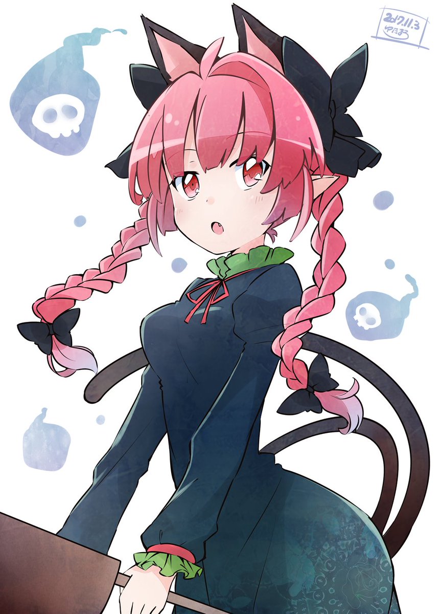 kaenbyou rin 1girl twin braids solo animal ears braid red hair cat ears  illustration images
