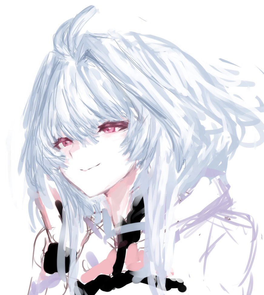 merlin (fate/prototype) 1girl solo smile white hair white background ahoge long hair  illustration images