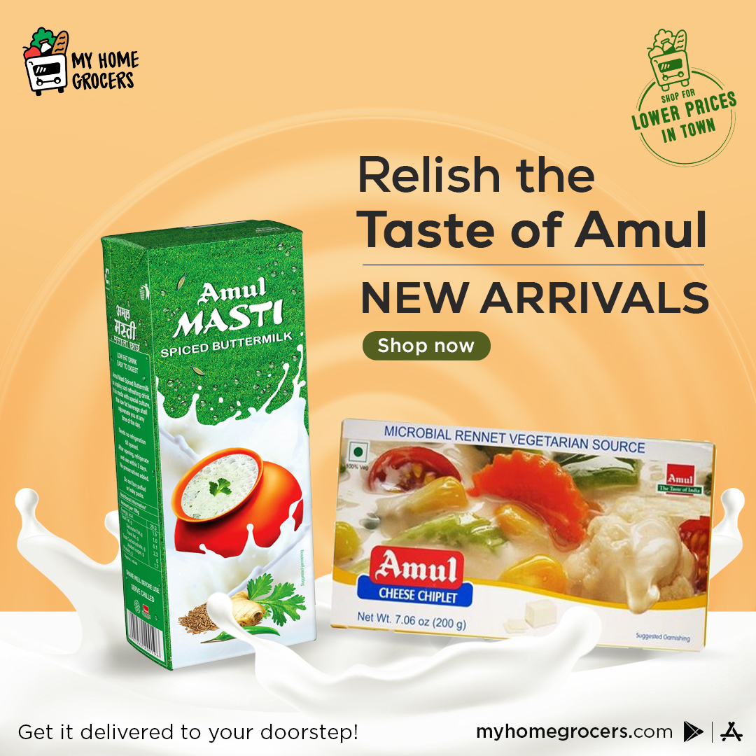 Relish the taste of Amul!!! Shop for Masti ButterMilk & Cheese Chiplet from MyHomeGrocers 

To Order, Click here 👉 myhomegrocers.com/specials

#myhomegrocers #amul #amulcheese #mastibuttermilk #cheese #indiangrocerydelivery #grocerypickup #indiangroceries #curbsidepickup #dallastx