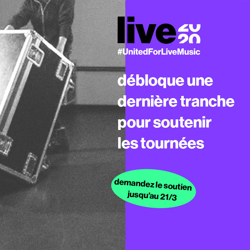 Vous pouvez demander du soutien jusqu'au 21 mars. On encourage tout le monde à continuer à soutenir le secteur : achetez des billets de concert, allez aux festivals, collectionnez des albums, écoutez-les en streaming, etc. #UnitedForLiveMusic. fr.live2020.be/derniere-tranc…