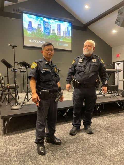 hpdcpaaa's tweet photo. Did you attend your local PIP Meeting this Month? Last night NW PIP Officers talked about Flock cameras. What is a Flock camera? It’s an Automatic License Plate Reader. We learned there are 1600 fixed cameras in Hou. They read the license plates including paper tags in real time. https://t.co/idHMZdmD0W