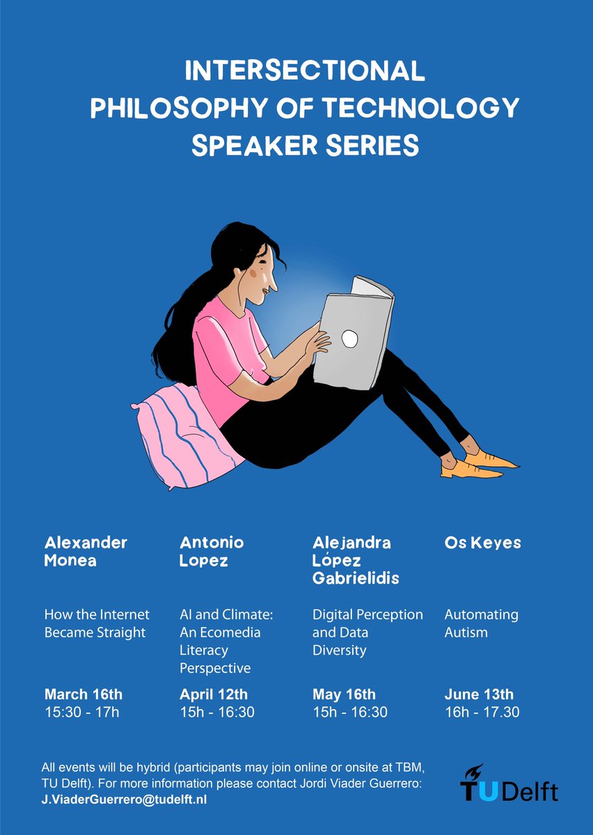 Intersectional Philosophy of Tech (TU Delft) (@femphildelft) on Twitter photo And we’re back! We’re very pleased to announce that we’ll be hosting four more talks on intersectionality and AI over the coming months. Here’s the flier (designed by <a href="/menahmenahmenah/">Menah</a>) And we’re back! We’re very pleased to announce that we’ll be hosting four more talks on intersectionality and AI over the coming months. Here’s the flier (designed by <a href="/menahmenahmenah/">Menah</a>)