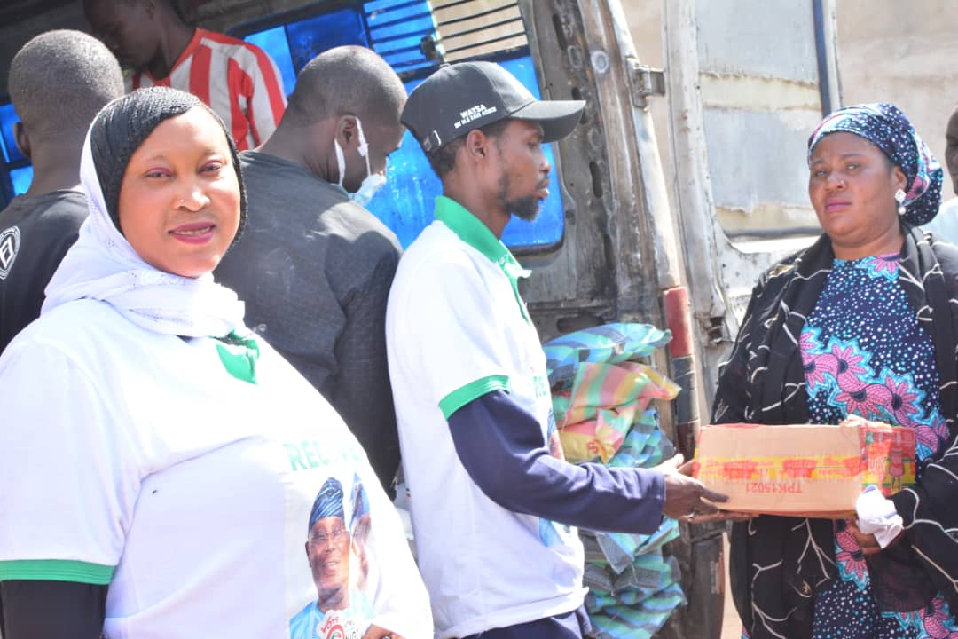 Taking It Back To The Society. The Chairperson, Women And Youth Supports For Atiku (WAYSA), Haj. Fati Atiku Abubakar Launch the 3rd Phase Of the distribution of food items and other valuable commodities to the less privileged and the downtrodden in Borno State.