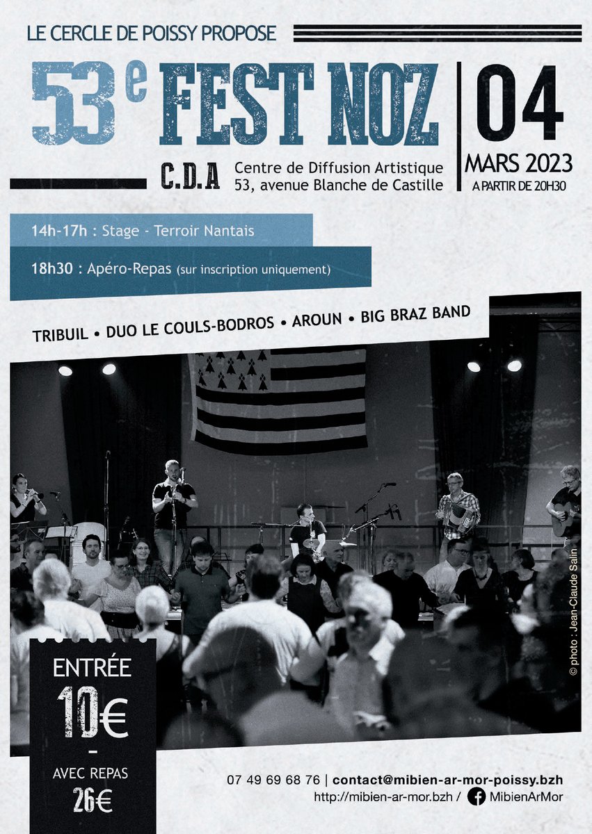 villepoissy's tweet image. #Culture #Animation Le Cercle Celtique Mibien Ar Mor de @villepoissy organise la 53ème édition de son traditionnel #FestNoz le samedi 4 mars au Centre de diffusion artistique ! 🎶

✅ Entrée 10€ / Repas sur inscription 26€