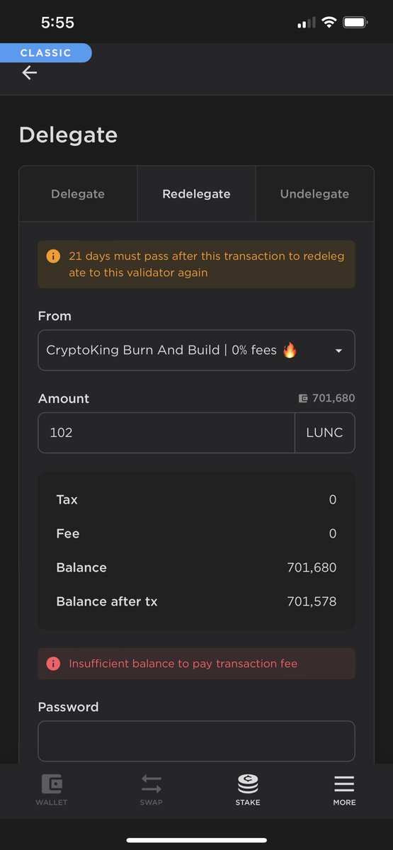 Drakeheintzz's tweet photo. @Jared_TFL @ciccioKuji @stablechen @StationWallet This is what is shows for withdraw rewards, delegate, undelegate, redelegate. Only function I can do on both mobile app and extension is swap coins. Been like this for weeks. But can’t swap coins if I can’t withdraw rewards. https://t.co/rJnYxpNjsp