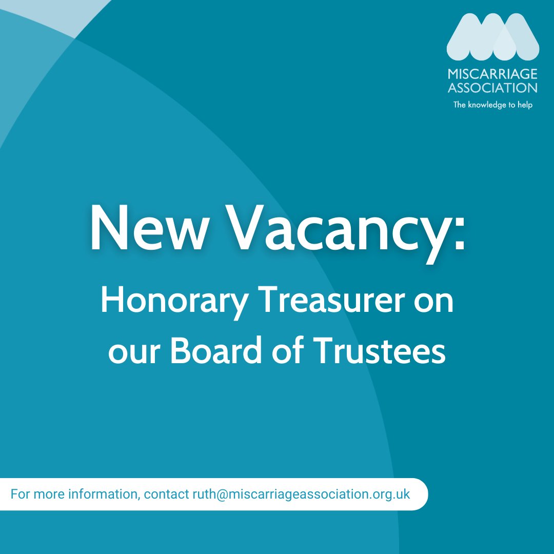 New Vacancy 📣

We’re looking for someone with financial experience and an understanding of the diverse impact of pregnancy loss to join our dedicated Board as Honorary Treasurer: ow.ly/pIZr50MZ46P

For any questions, please contact ruth@miscarriageassociation.org.uk.