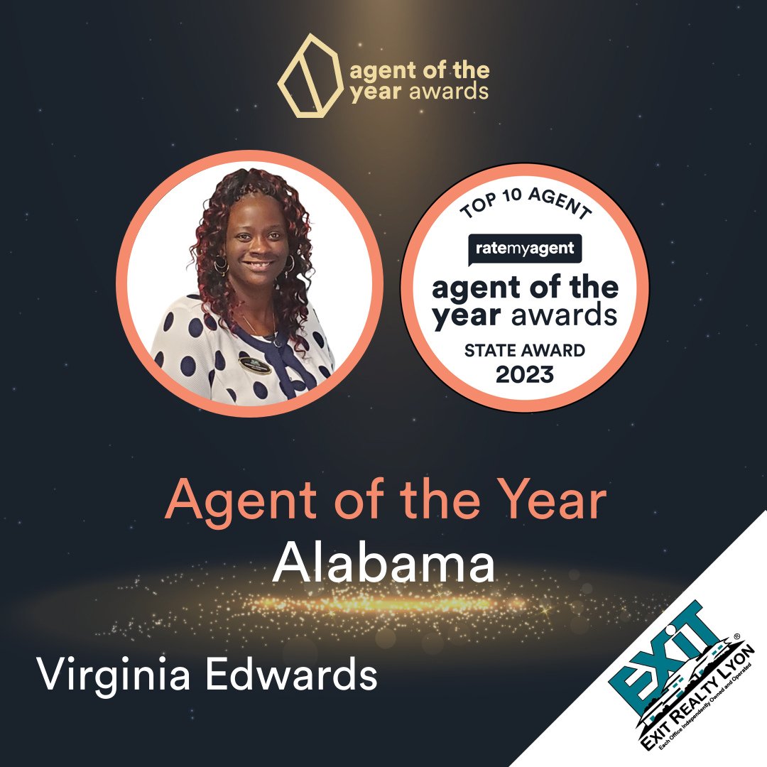 ExitRealtyLyon's tweet image. 🎉Congratulations Virginia Edwards for the Rate My Agent, Agent of the Year Award for Alabama!🏡

#awardwinner #ratemyagent #agentgoals #topagent #alabamatopagent #listing #realestate #realtor #househunting #property #forsale #realestateagent #realty #newhome #home