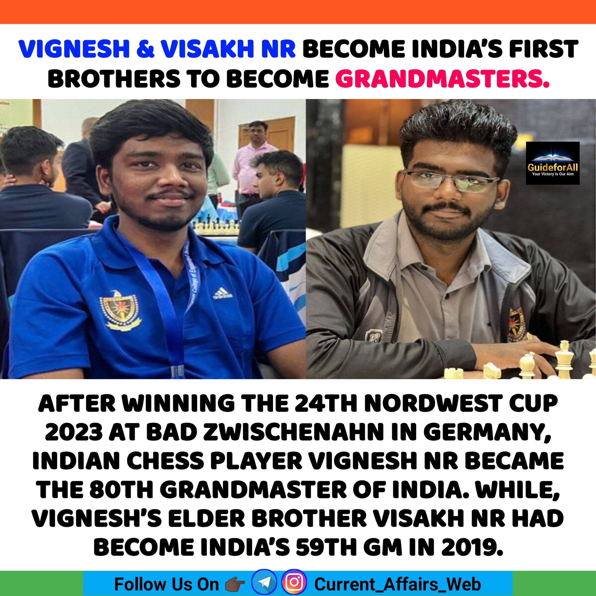 Vignesh NR becomes India's 80th Grandmaster, joins his brother Visakh