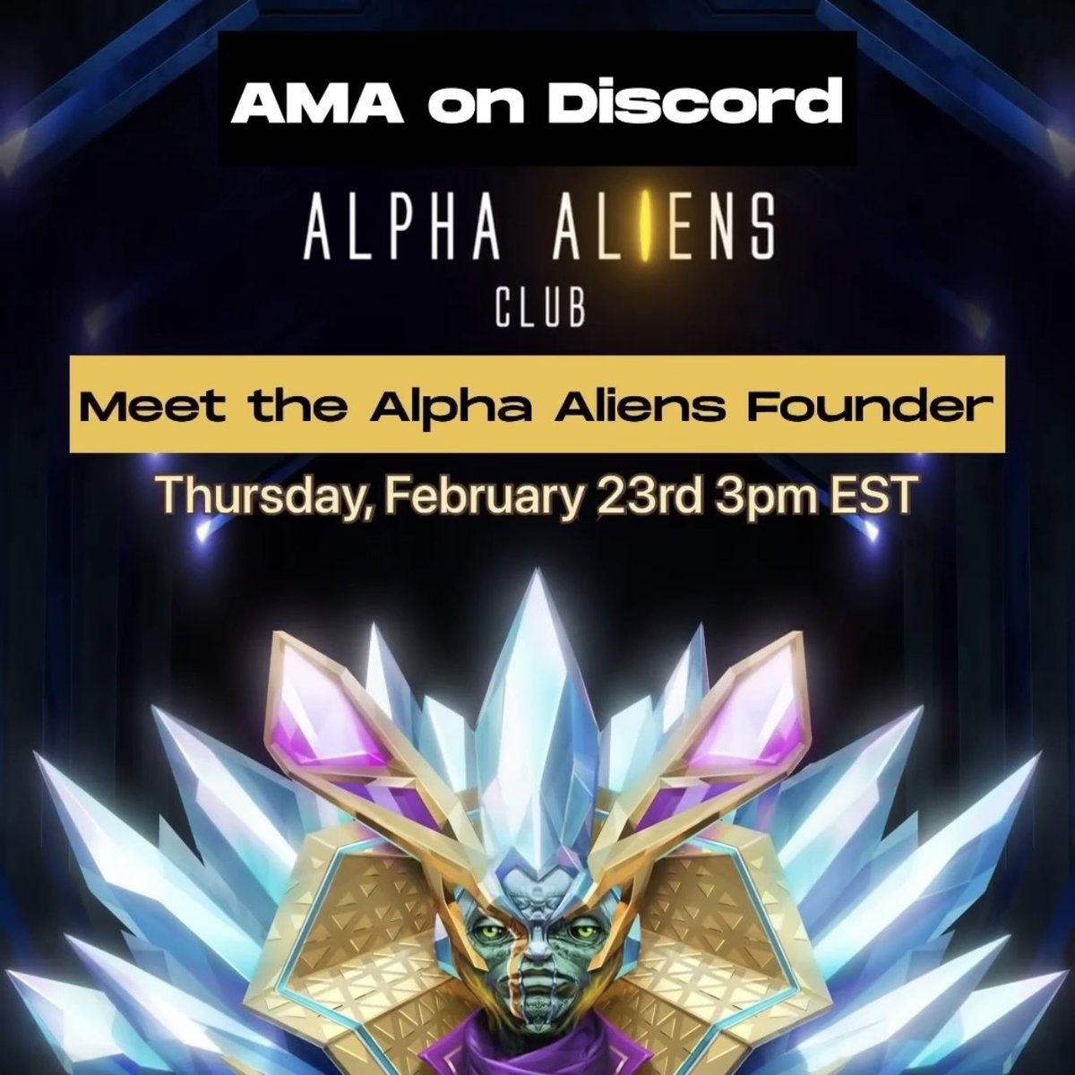 👾 AMA on Discord

👽 Meet the Alpha Aliens Founder

🗓️ Thursday, February 23rd

🕒 3pm EST

🔗 Join us! discord.gg/ZYvsPFs6EU?eve…