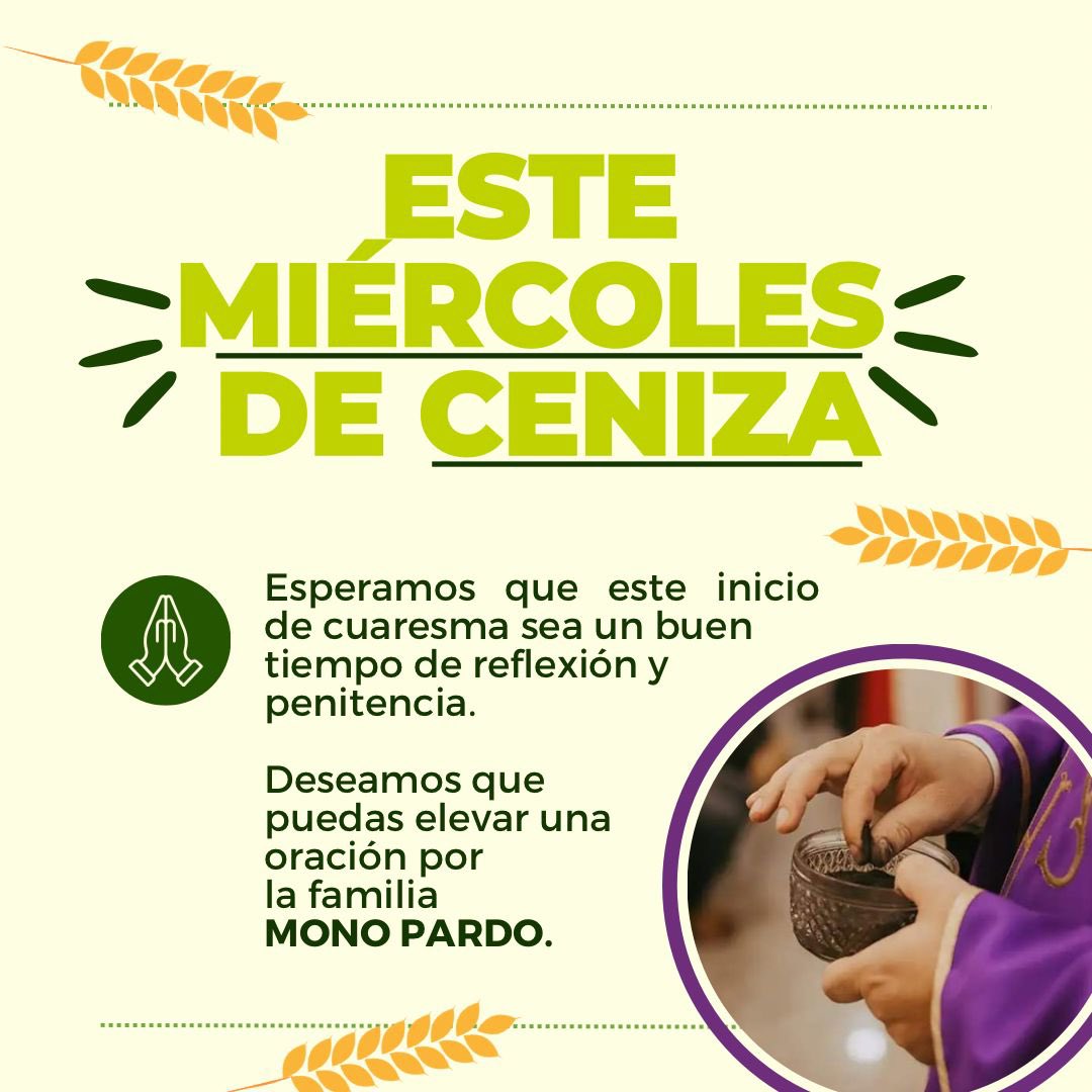 monopardo_'s tweet photo. Hoy #MiercolesDeCeniza es la oportunidad de reencontrarnos con Dios en esta época de cuaresma. Reflexionar y hacer el bien, es parte fundamental de una sociedad más unida. Bendiciones para todos familia! https://t.co/KCWHwr58cC
