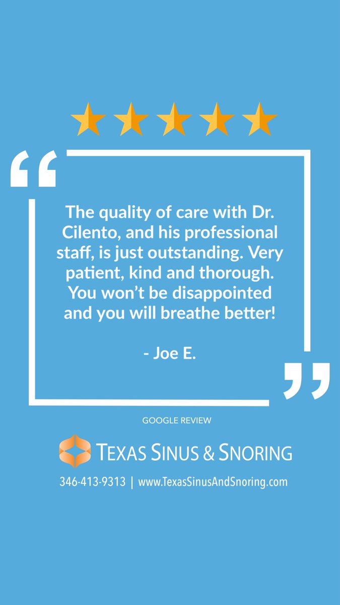 TXSinusSnoring's tweet photo. ❤️ Our favorite part of this review is the breathing better part! 

#sinus #snoring #allergies #ent #houston #sinussurgeon https://t.co/X18thogICQ