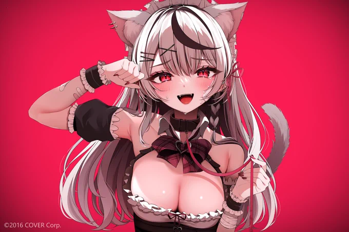 沙花叉クロヱ様()のキャットラビング歌ってみた動画イラストを担当させていただきました!今回掲載したもの以外にも表情差分をたっぷり使っていただいております…!!!!ぜひぜひ動画でお楽しみください!(事前に掲載許可をいただいております!)  