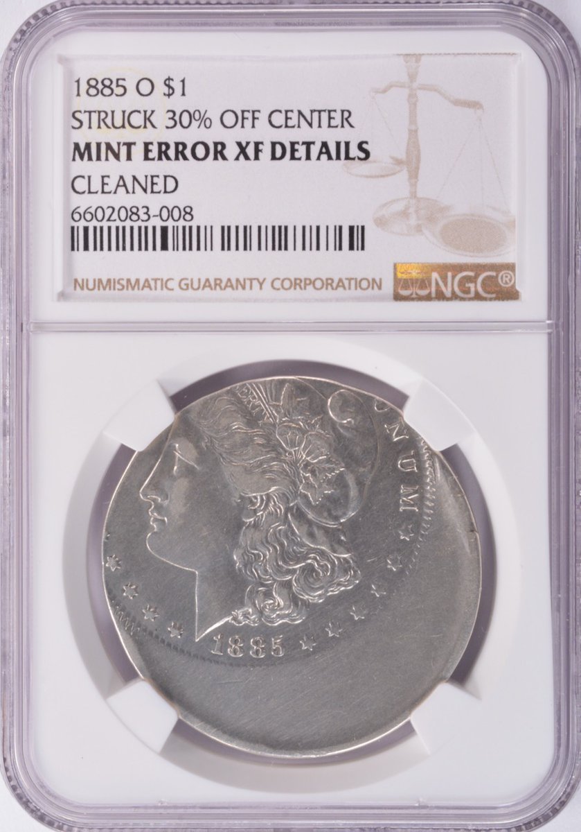 sullivancoins's tweet image. NGC $1 1885-O Morgan Dollar Struck 30% Off-Center XF Details

Rare this far off-center, and examples more than 25% off are very rarely encountered. 

Price $13,000

sullivannumismatics.com/coin/ngc-1-188…

#errorcoin #minterror #morgandollar #numismatics #Coins