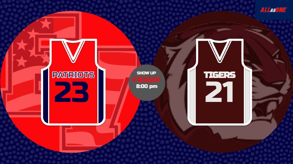 EV_Hoops's tweet photo. Your East View Patriots (District 23-5A) take on the Tigers of A&amp;M Consolidated (District 21-5A) in the area round of playoffs on Friday Feb 24th at 8:00am at Rockdale High School. Your Patriots will be the home team, more details to come, stay-tuned! #ALLasONE https://t.co/FvTVgaTgoa