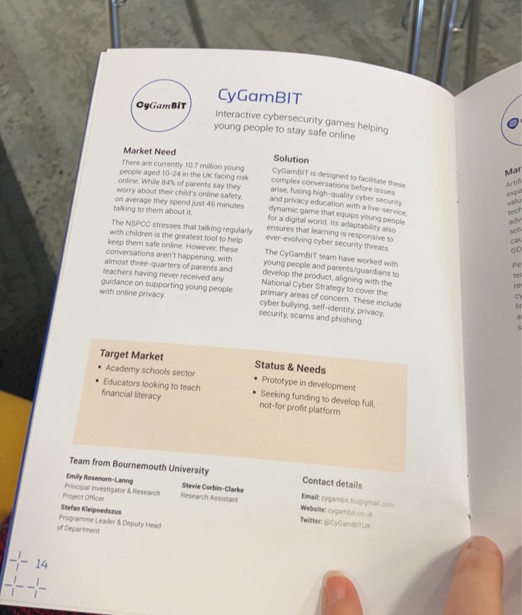 NCCDSW's tweet image. We are here to present CyGamBIT at the CyberASAP year 6 Demo Day… 3 years of work has led to this day!
#CyberASAP #DemoDay @CyberASAP @CyGamBITUK