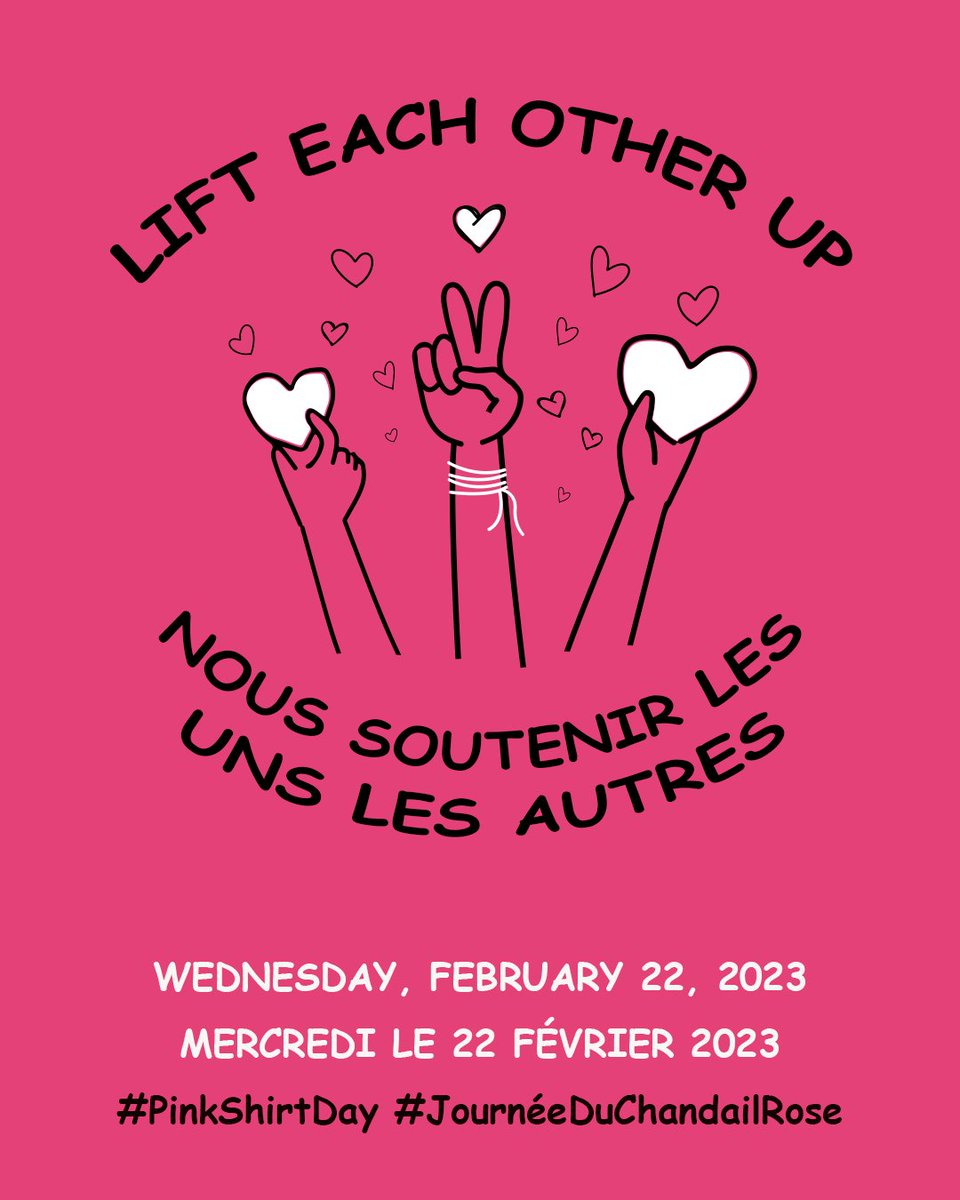 Stand with us today on #PinkShirtDay and every day to #StopBullyingNow // Participez avec nous aujourd'hui à la #JournéeDuChandailRose et à tous les jours pour mettre #FinÀLindimidation.