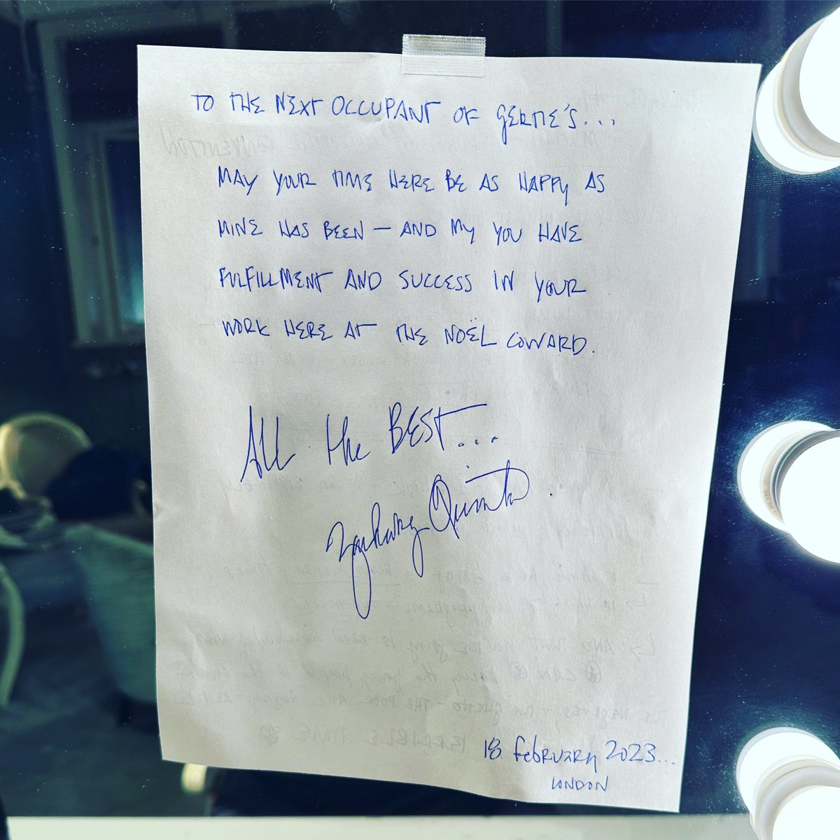 Thanks Zachary Quinto! #spock #dressingroom #NoelCowardtheatre