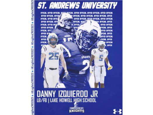 Blessed to receive my 8th offer from <a href="/StAndrewsFB/">SAU Football</a>. Thank you <a href="/QB10_Fowler/">Andrew Fowler</a> for the opportunity <a href="/coachlorenzano/">Shaun Lorenzano</a> <a href="/Excelspeed12/">Lo Wood</a> <a href="/LHHS_Athletics/">Lake Howell Athletics</a> <a href="/LakeHowellFB/">Lake Howell Football</a> <a href="/DanLaForestFB/">Dan LaForest 🏈</a> <a href="/247recruiting/">247Sports Recruiting</a> <a href="/PrepRedzoneFL/">Prep Redzone Florida</a> <a href="/FLHSRecruiting/">Florida High School Recruiting</a>