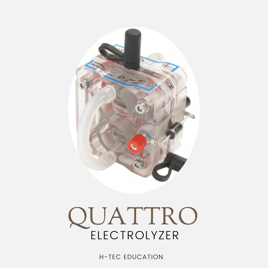 HTECEducation's tweet photo. The Quattro Electrolyzer is a proton exchange membrane (PEM) based electrolyzer hardware that is comprised of four electrolyzer cells for the production of hydrogen and oxygen. Click the link below for more! 

https://t.co/fYoF643uyb https://t.co/5NC7Zwp9Ar