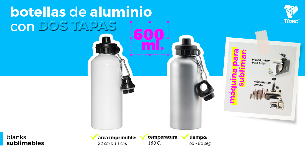 tinec_'s tweet photo. Botellas Sublimables 600ml
(con 2 tapas) en Aluminio
Con capacidad de 600ml, 2 tipos de tapa para que puedas intercambiar según el entrenamiento o entretenimiento!!!
https://t.co/R07if9mPSF
#tinec #sublimacion #Botellas https://t.co/gzstgNiXjs