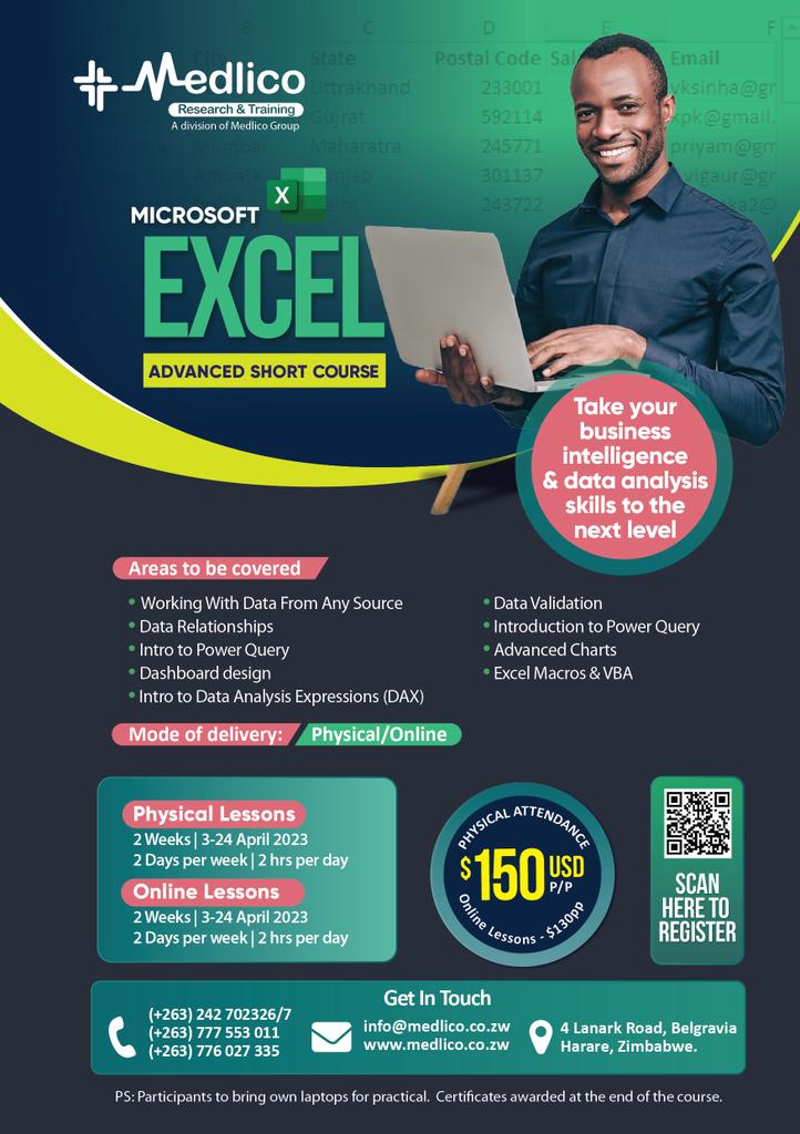 Medlico Research and Training Centre is pleased to announce that an Online &amp; Physical Microsoft Excel Short Course is now available.