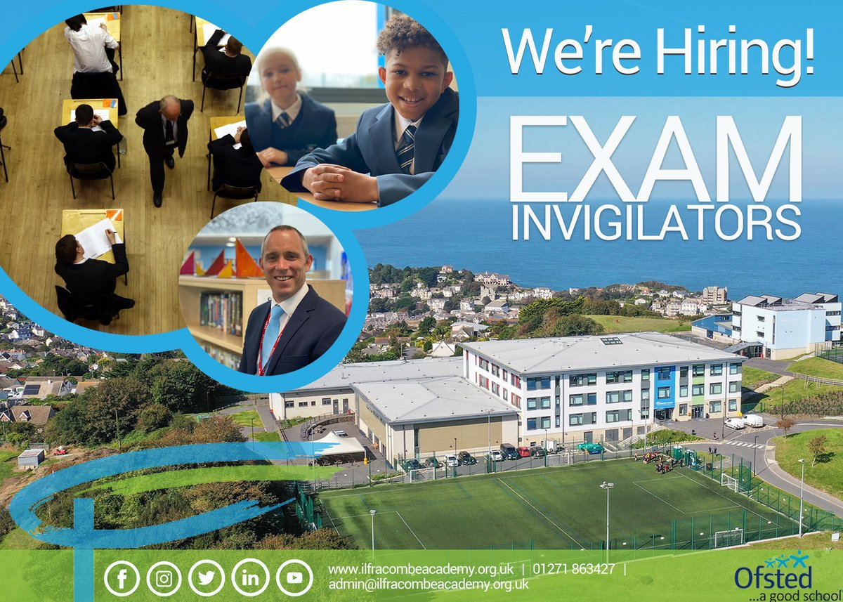 We're Hiring | Exam Invigilators £10.79/hr more info on ilfracombeacademy.org.uk/vacancies
#jobs #devonjobs #northdevonjobs #hiringnow #hiring