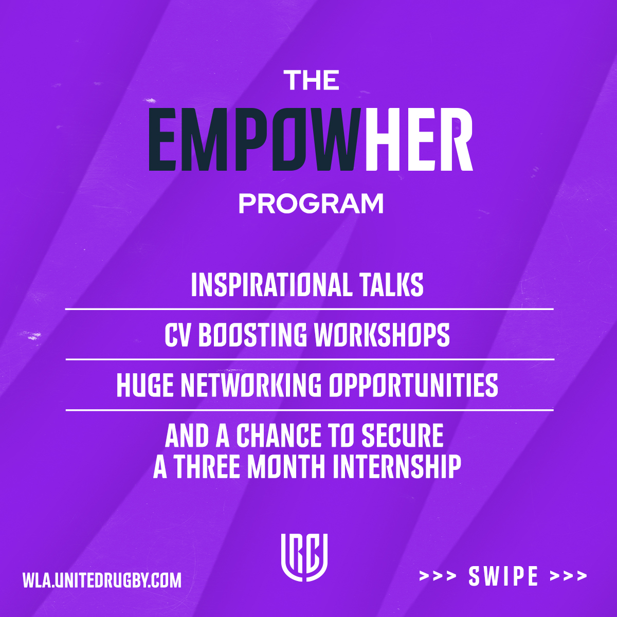 URCOfficial's tweet photo. Interested in working in the sports industry? 👀

Break boundaries with the URC Women’s Leadership Academy 🟣

Be part of the change ⬇️

#URC | #empowHER