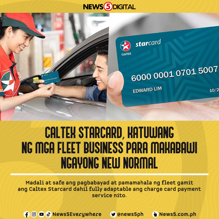 TV5NewsPH's tweet photo. Less stress na ang pag-aasikaso ng inyong fleet dahil mayroon kang full control &amp; convenience sa paggamit ng iba't ibang serbisyo ng #CaltexStarCard. 

I-click lang ang link para sa iba pang detalye kaugnay sa Caltex Starcard:

https://t.co/Y5xeyDQBp8 https://t.co/pBq6VCHRAU