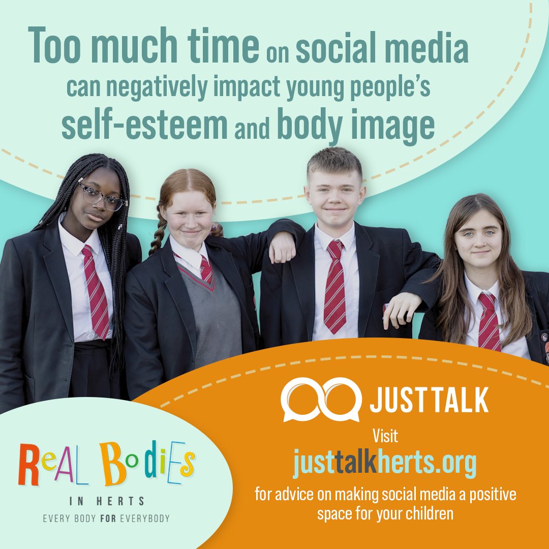 Spot The Signs (@spotsignsuicide) on Twitter photo Too much time on social media can negatively impact young people’s self-esteem and body image.
<a href="/JustTalkHerts/">JustTalkHerts</a> have developed a guide for young people on navigating the world of social media, whilst protecting their body image.
Visit buff.ly/3jxyOf3 to find out more. Too much time on social media can negatively impact young people’s self-esteem and body image.
<a href="/JustTalkHerts/">JustTalkHerts</a> have developed a guide for young people on navigating the world of social media, whilst protecting their body image.
Visit buff.ly/3jxyOf3 to find out more.