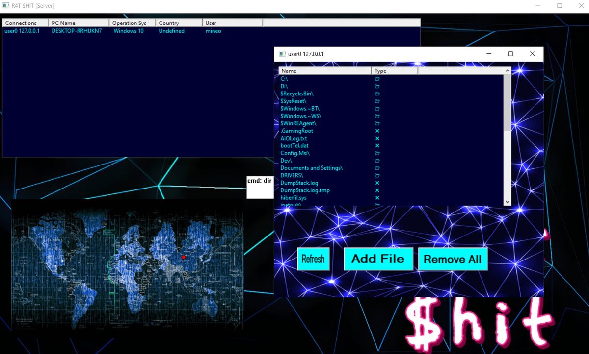 Pr0xyArmy's tweet photo. Try R@T SHIT - the ultimate remote access tool! 💻 📁 📩 🔎 🛡️ 💡

With Remote Desktop, File Explorer, Command Prompt, Antivirus Bypass, Telegram Notifications, VM Detect, and more, R@T SHIT has everything you need for remote access.

Visit https://t.co/VPyUMjCitA for more info https://t.co/wZ3kYJvC72