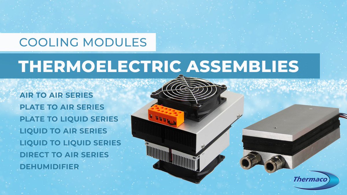 ThermacoUK's tweet photo. Thermaco are able to supply a range of P &amp; N Thermoelectric Assemblies which could be a very effective option for your active cooling requirements.
https://t.co/xsR1zSlVKR
#ThermoelectricAssemblies #CoolingModules #ThermalManagement https://t.co/JbE31AjVxh