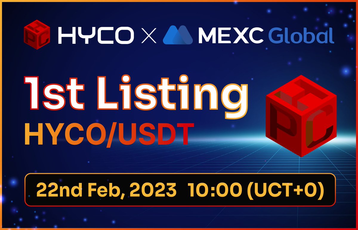HYCO_Official's tweet image. Finally! We are so excited to announce #HYCO is just listed on @MEXC_Global

Start of trading: 22rd Feb. 2023 10:00(UTC+0)
#Trading pair: $HYCO/USDT

More details: bit.ly/3xHIirc

#HYPERCOMIC #Platform #K_webtoon #Web3