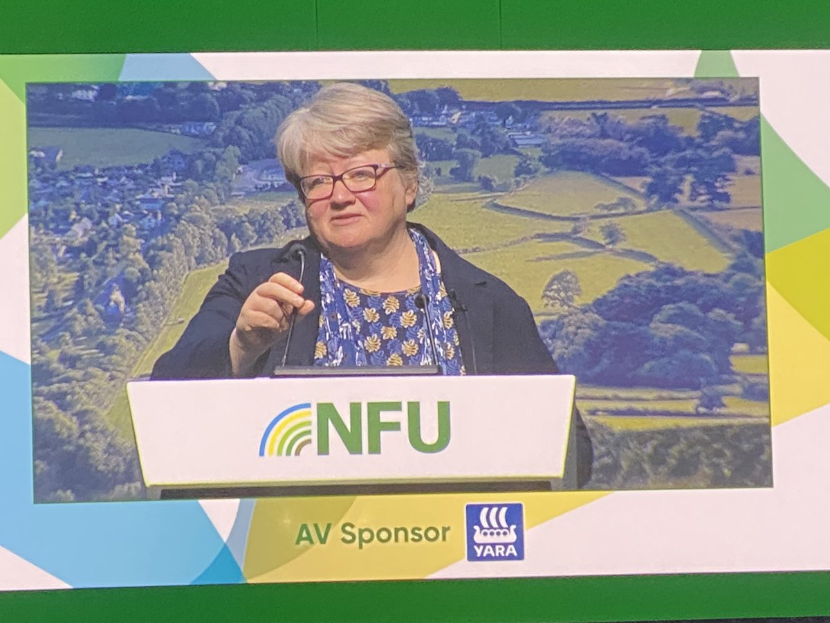 SoS Therese Coffey MP addressing #NFU23 

“Farmers primary purpose is to produce the primary food we enjoy. We want you to keep doing that and we want to reward you for it

Agriculture 
Biodiversity 
Conservation 
Delivery”