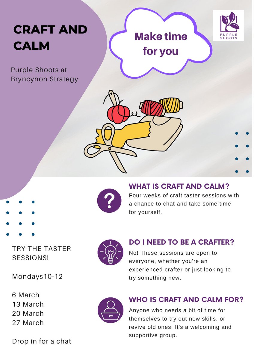 Crafting is a great way to improve your wellbeing and learn a new hobby and skills. Come along to these relaxing sessions to relax, chat and work on some amazing craft projects! email potentialproject@cynon-taf.org.uk for more info!