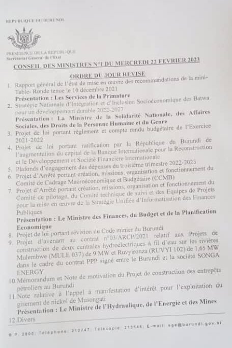 RTNBurundi's tweet photo. #Burundi: Le Conseil des ministres se réunit au palais @NtareHouse sous les auspices du Chef de l'État @GeneralNeva. 11 points sont à l'ordre du jour. https://t.co/VhJ6EgjPcG