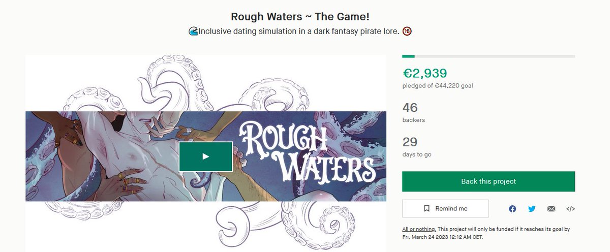 RoughWatersGame's tweet image. 46 contributeurs pour la première nuit, merci beaucoup❤️

46 backers on the first night, thank you so much ❤️

-&amp;gt; kickstarter.com/projects/wetwi…

#roughwaters #kickstater #whatanight #damn