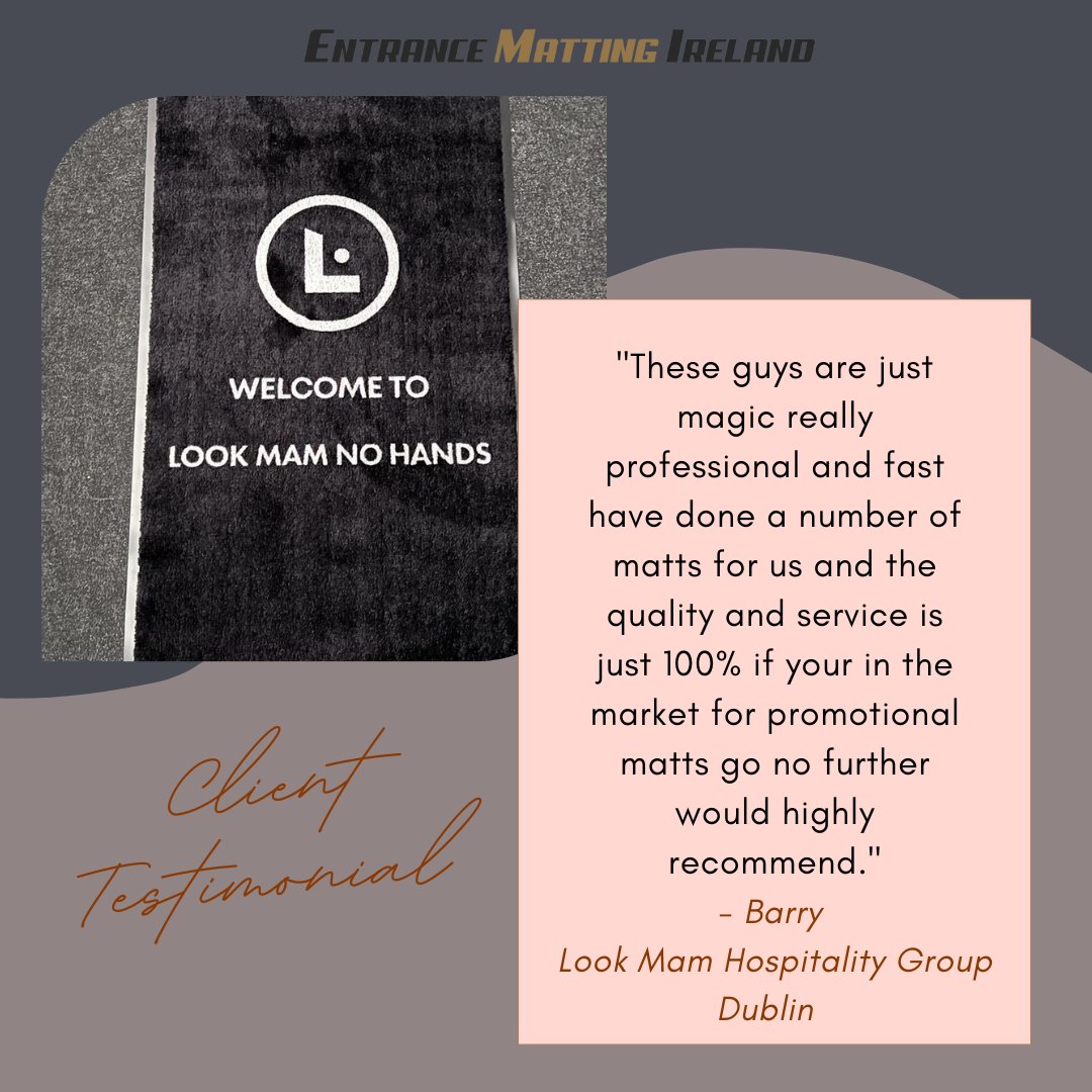 It's always great to receive excellent feedback from customers. It helps us grow and deliver the best always. Thank you for your support @Lookmamnohands 

#entrancematsireland #logomatsireland #customisedmats #personalisedmats #logomats #entrancemats #nonslipmats #doormats #mats