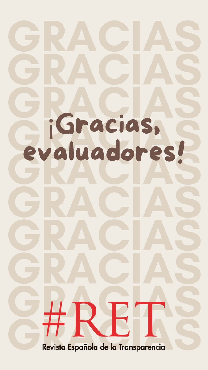 📜Hemos publicado el listado de evaluadores que participaron en los procesos de revisión de los artículos incluidos en #RET14 y #RET15 (2022).

¡Desde el equipo de la #RET os damos las GRACIAS a todas y todos por vuestra generosa contribución!🙏

🔗revistatransparencia.com/ojs/index.php/…