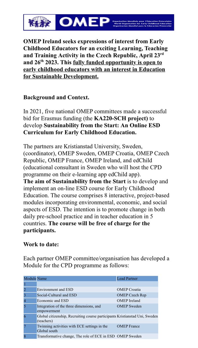 OMEP Ireland tweet media