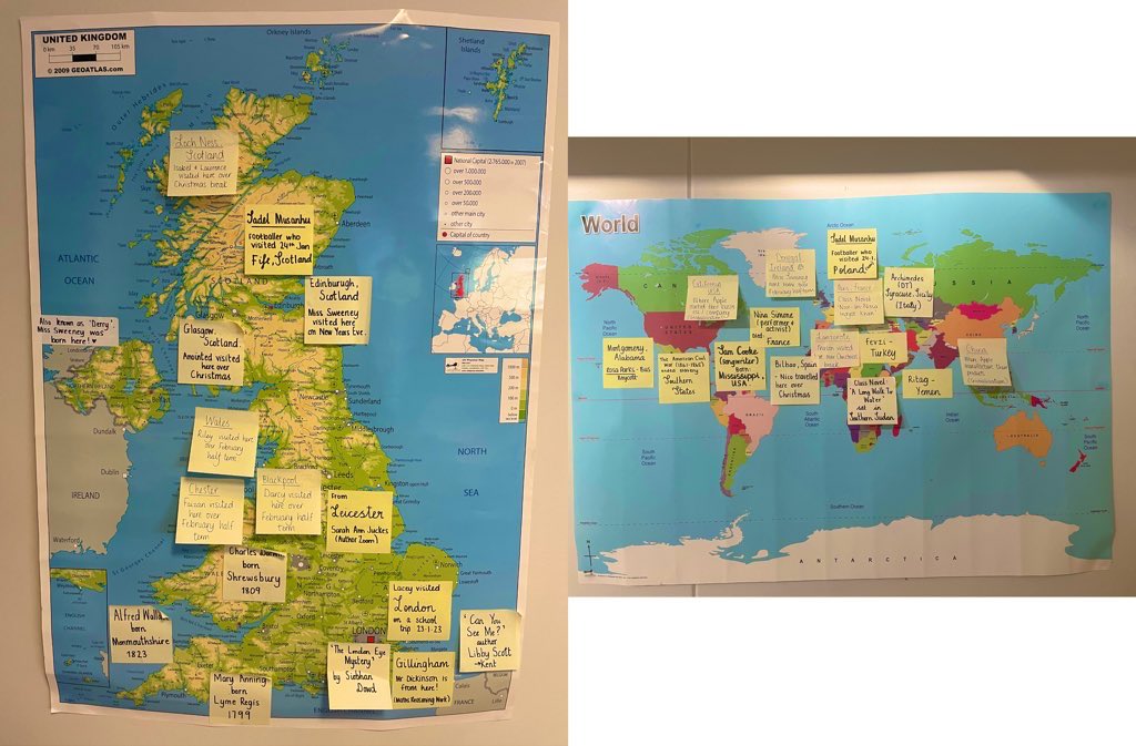 Update of our UK and World Map for the beginning of Spring 2 🌎 🌸 

Zoom in to see what some of us got up to over our half term break! 

#CroxtethGeography #GeographyCroxteth #knowledge #MapSkills