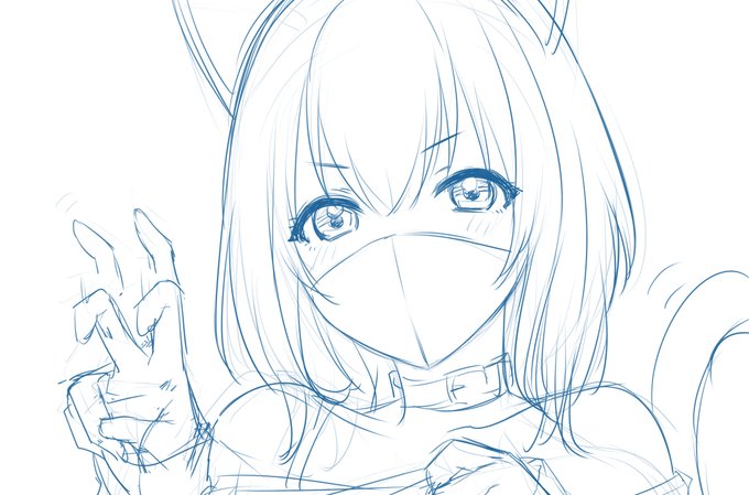 にゃんこの日でふりかけちゃんファンアート描いてる✌️✌️今日中に投稿できますように! 