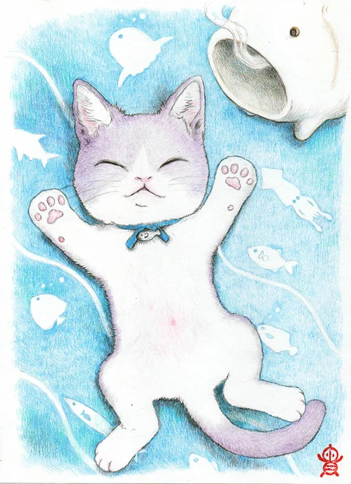 2/22、猫の日なので、過去作ですが猫さん色鉛筆画を置いておきます#猫の日 #猫の日2023 #ねこの日 #にゃんにゃんにゃんの日 #色鉛筆画 
