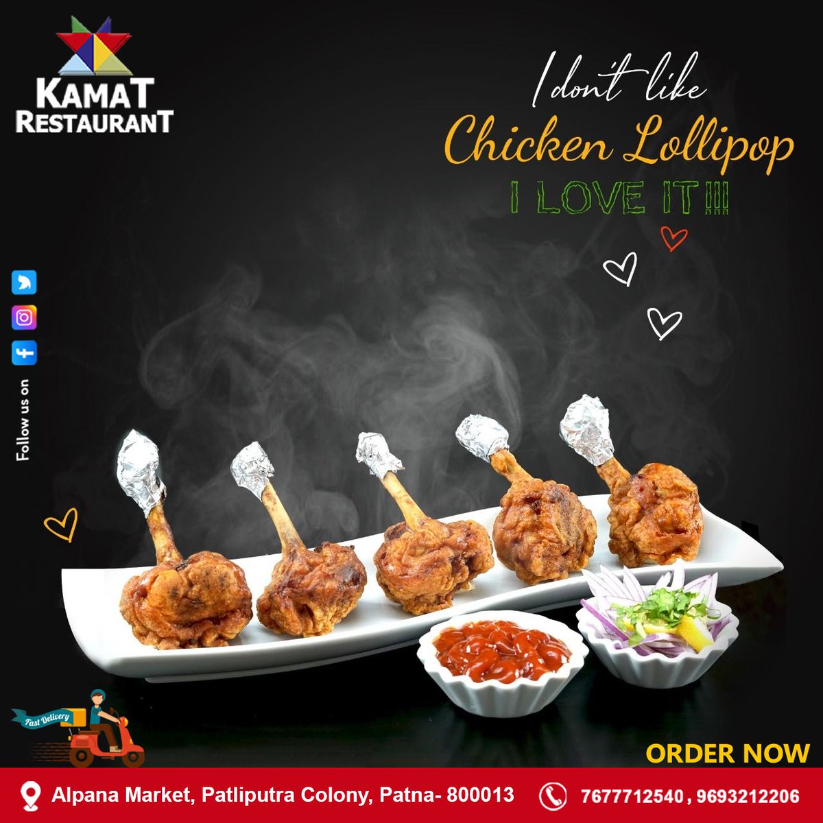 CHICKEN LOLLIPOP 
A Taste like never before....
' ORDER NOW ' Please call on :-  𝟎𝟔𝟏𝟐 - 𝟐𝟐𝟔𝟔𝟐𝟎𝟕 +𝟗𝟏 𝟕𝟔𝟕𝟕𝟕𝟏𝟐𝟓𝟒𝟎, +𝟗𝟏 𝟗𝟔𝟗𝟑𝟐𝟏𝟐𝟐𝟎𝟔
#homedelivery #chickenlollipop #kamatrestaurant #deliciousrecipes #southindian #yummy #Foodie #FoodInTheAir #Delish