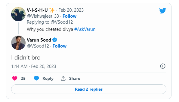 News9Tweets's tweet photo. #VarunSood finally reacts on break-up with #DivyaAgarwal; says "I didn't cheat her"
#EntertainmentNews #entertainment #viral #viral2023 #couples #Television #televisionactress #actor #actorslife #divrun https://t.co/REYSOKWhcp