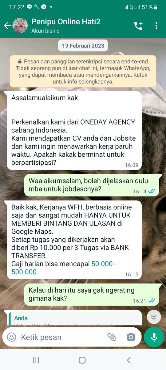 AfifaAnastasya's tweet image. Jangan GALAU kalo belum dapet kerja, nanti jadi gak RASIONAL kayak saya! 

Saya sedang mencari pekerjaan yang WFH. Karena saya mungkin frustasi belum dapat pekerjaan emosi saya menjadi tidak stabil. Tiba2 ada chat sbb via wa menawarkan wfh dan saya pun tertarik.